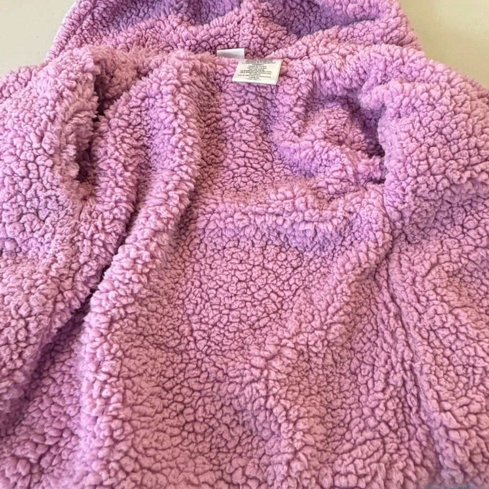 Disney Princess Hoodie Jacket Girls Blue Pink Faux Fur Sherpa Lined Zip Up Sz 7
